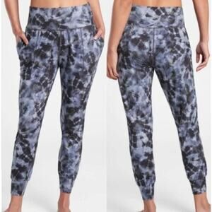 Athleta Women's Salutation Printed Jogger Pant, Calypso Navy Semi-Fitted Size XL